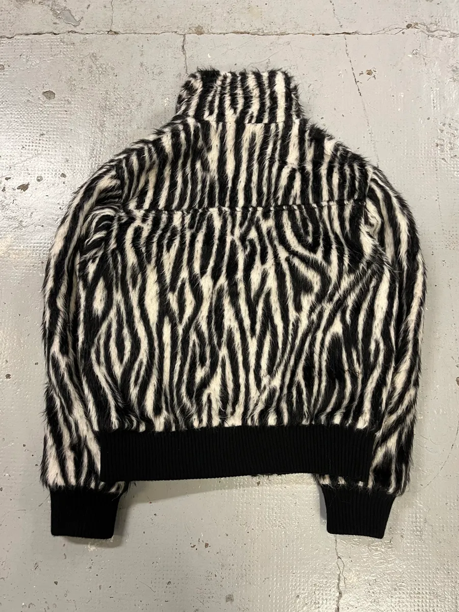 2010s Saint Laurent Black & White Cashmere & Mohair Bomber Jacket - Image 7
