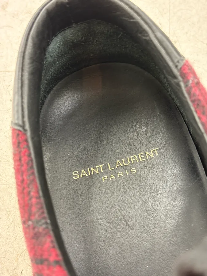 2010s Saint Laurent Bordeaux Tartan Sneakers - Image 10