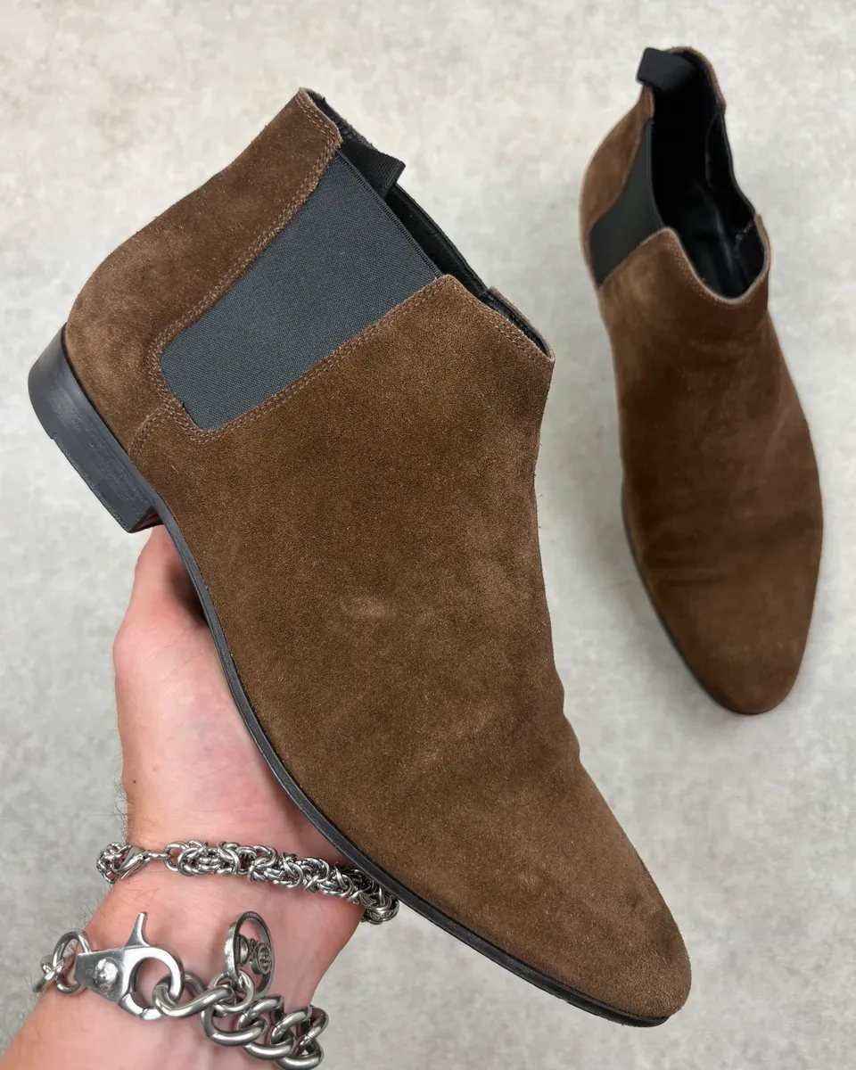 2010s Saint Laurent Brown Suede Leather Ankle Boots