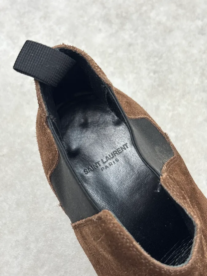 2010s Saint Laurent Brown Suede Leather Ankle Boots - Image 9
