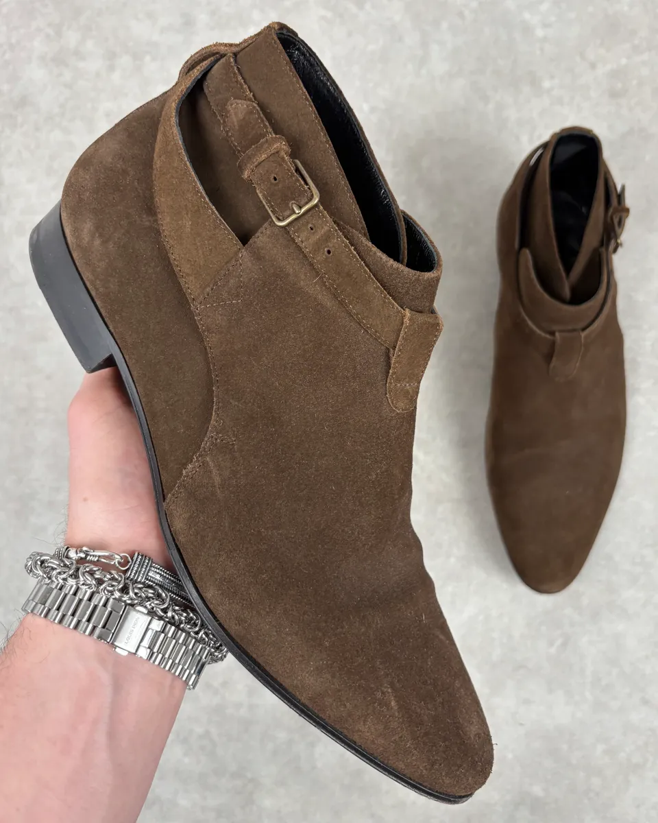 2010s Saint Laurent Brown Suede Leather Classy Boots