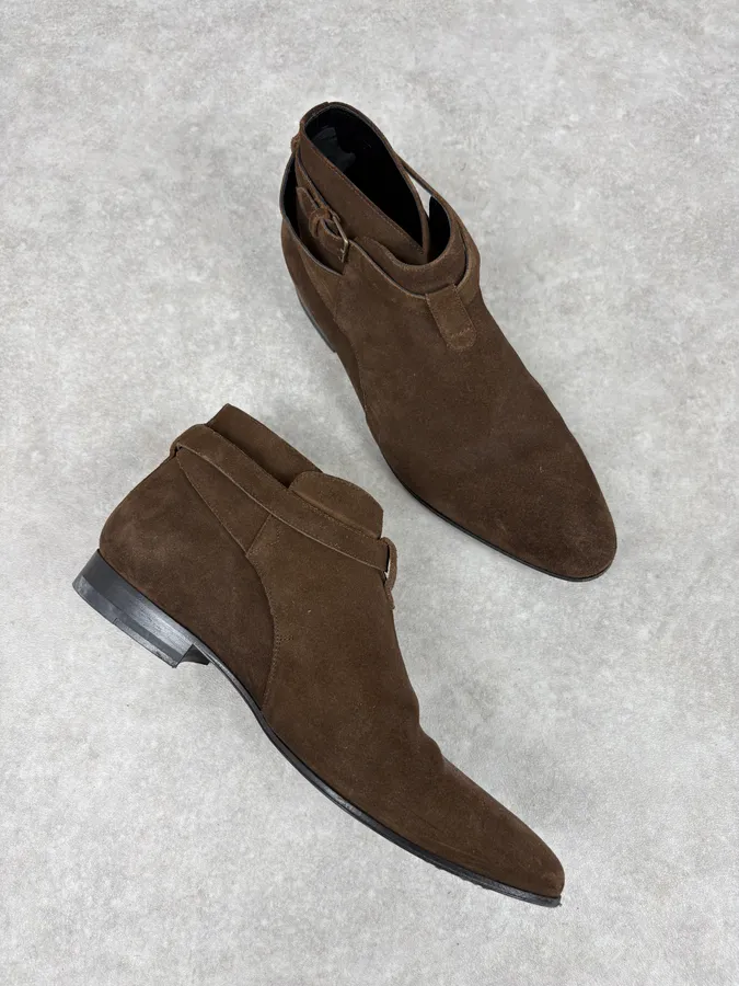 2010s Saint Laurent Brown Suede Leather Classy Boots - Image 6