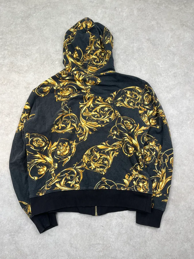 2010s Versace Black Royal Golden Baroque Zip-up Hoodie - Image 5