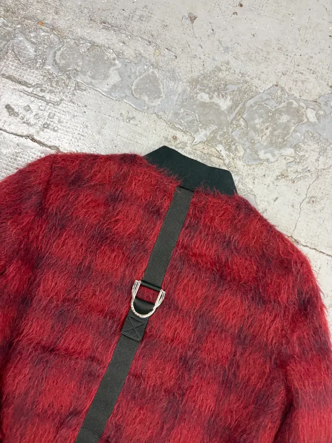 2010s Versace Red & Black Squared Plushed Bomber Jacket - Image 7