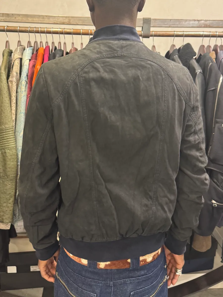 2010s Yves Saint Laurent Black Leather & Silk Zip-up Jacket - Image 3