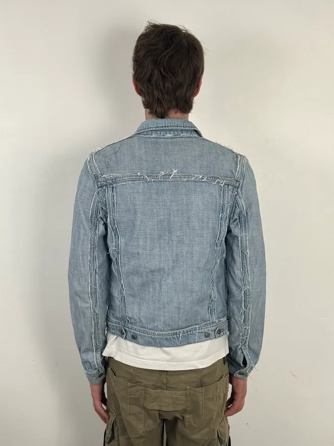 2012 Maison Margiela H&M Blue Distressed Denim Jacket - Image 2