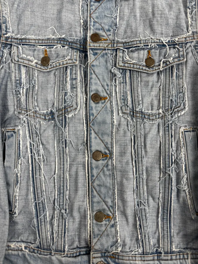 2012 Maison Margiela H&M Blue Distressed Denim Jacket - Image 8