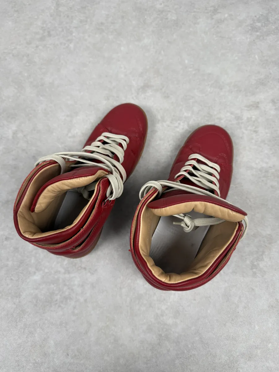 2012 Maison Margiela H&M Red High Leather Gum Sneakers - Image 8