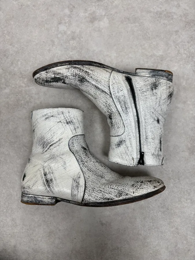 2012 Maison Margiela H&M White Leather Boots - Image 3
