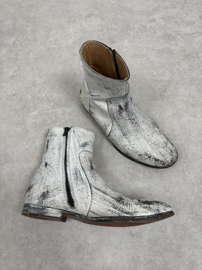 2012 Maison Margiela H&M White Leather Boots - Image 4
