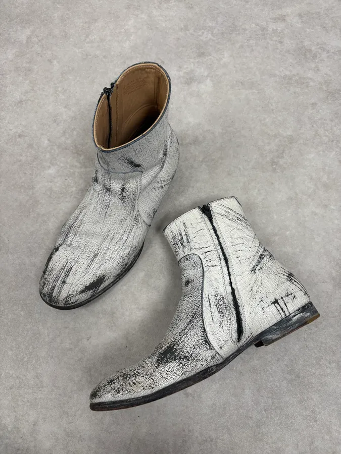 2012 Maison Margiela H&M White Leather Boots - Image 5