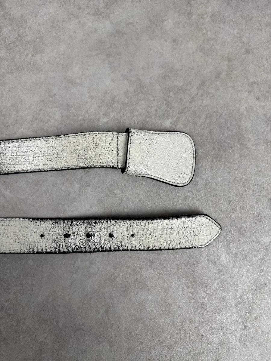 2012 Maison Margiela H&M White Painted Leather Belt - Image 9