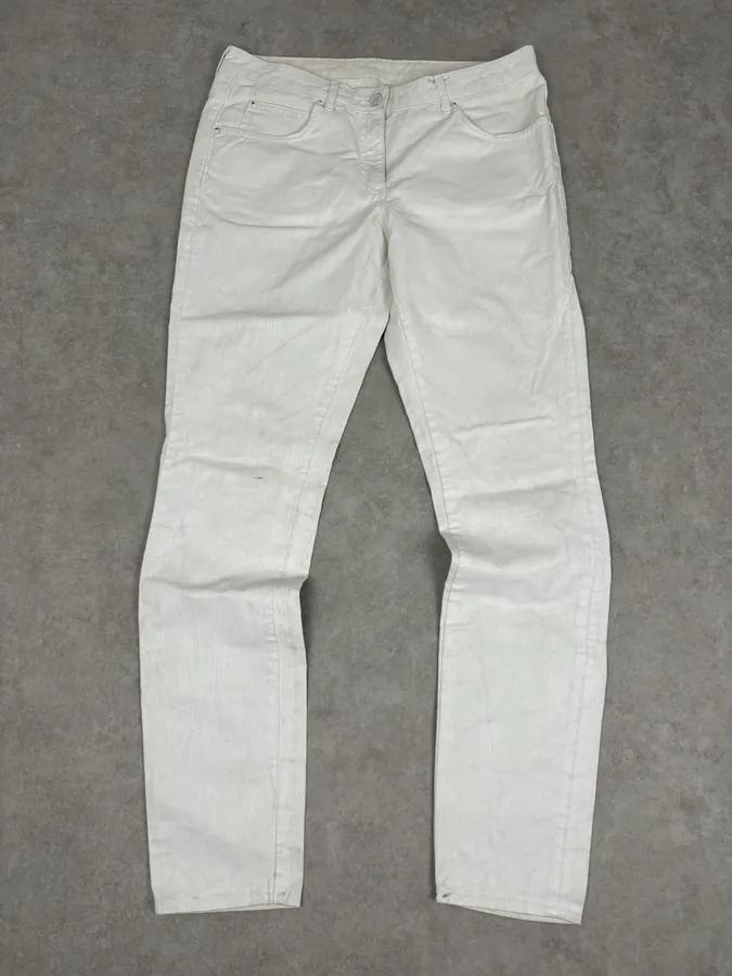 2012 Maison Margiela H&P White Cracked Painted Slim Jeans