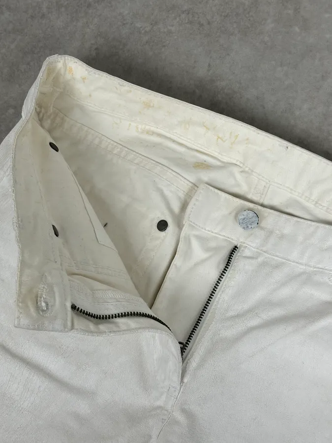 2012 Maison Margiela H&P White Cracked Painted Slim Jeans - Image 10