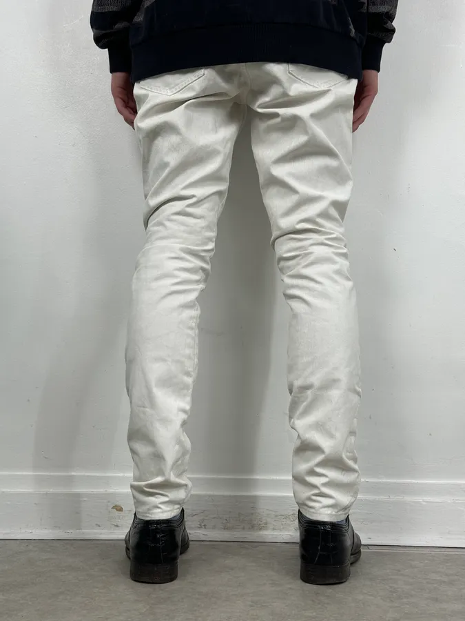 2012 Maison Margiela H&P White Cracked Painted Slim Jeans - Image 4