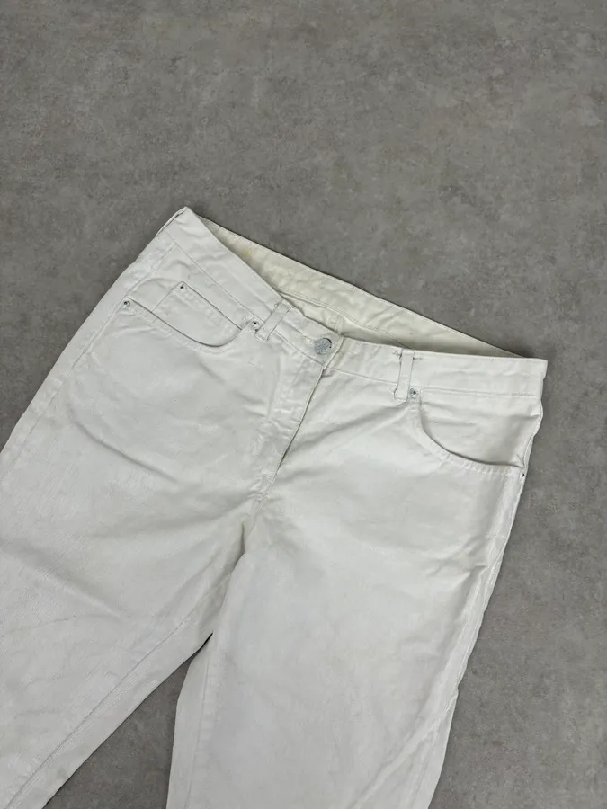 2012 Maison Margiela H&P White Cracked Painted Slim Jeans - Image 5