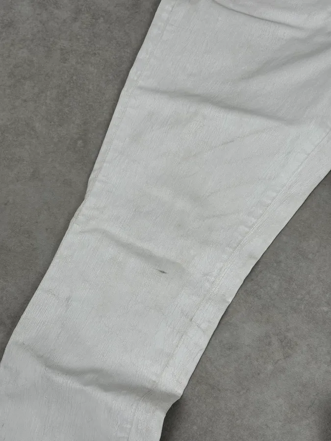 2012 Maison Margiela H&P White Cracked Painted Slim Jeans - Image 9