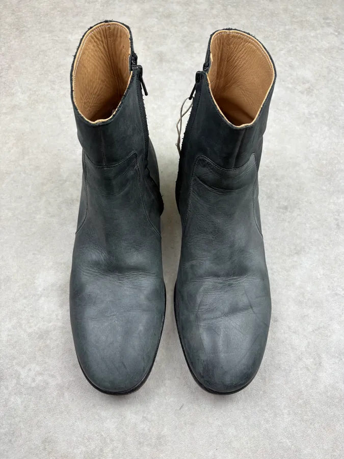 2012 Maison Martin Margiela H&M Teal Grey Leather Boots - Image 2
