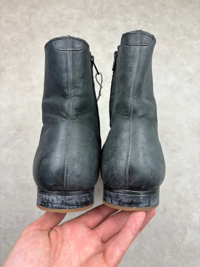 2012 Maison Martin Margiela H&M Teal Grey Leather Boots - Image 7