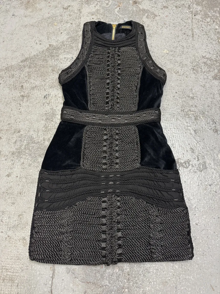 2015 Balmain H&M Black Braided Details Contemporary Dress