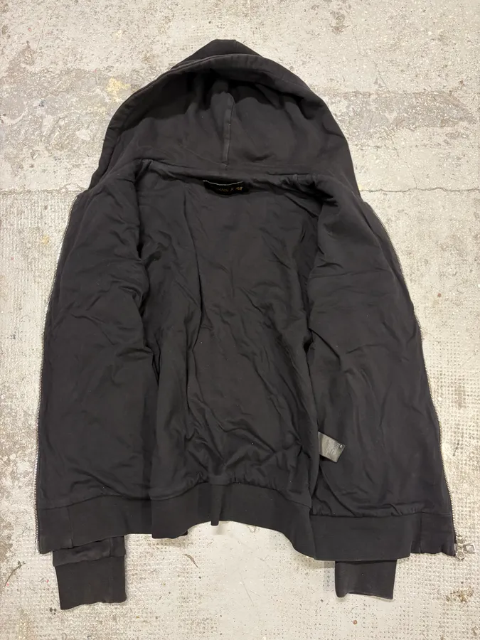 2015 Balmain H&M Black Padded Leather Hybrid Zip-up Sweatshirt - Image 7