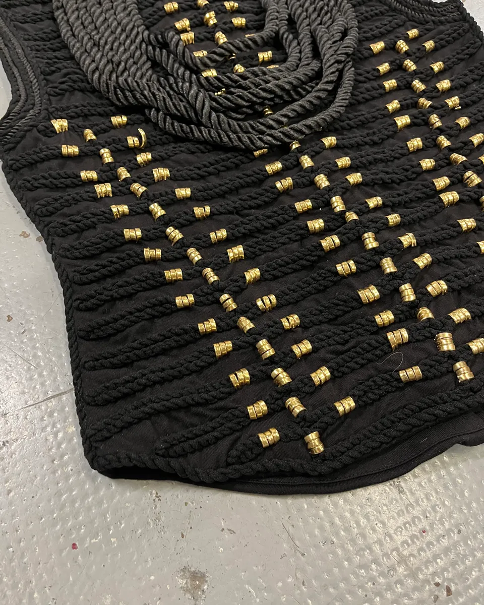 2015 Balmain H&M Gold-Beaded Black Tank Top - Image 8