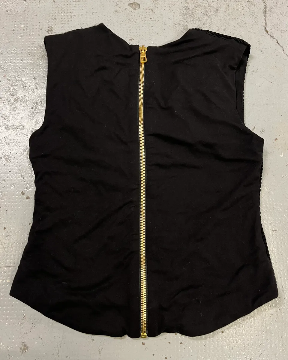 2015 Balmain H&M Gold-Beaded Black Tank Top - Image 9