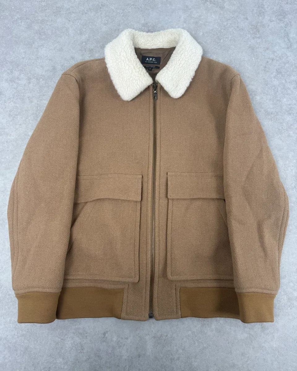A.P.C Beige Classy Wool White Collar Jacket