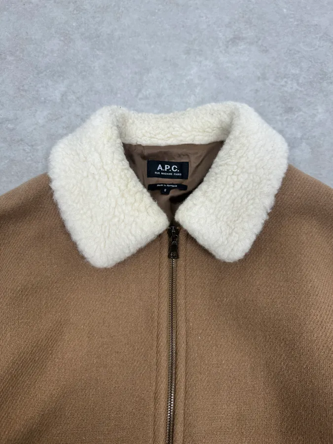 A.P.C Beige Classy Wool White Collar Jacket - Image 5