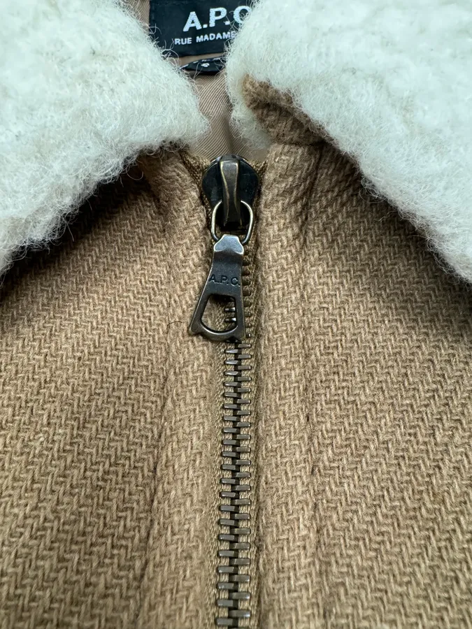 A.P.C Beige Classy Wool White Collar Jacket - Image 8