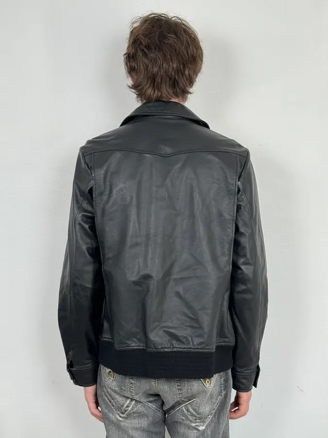 A.P.C. Black Buttoned Leather Minimalist Jacket - Image 3