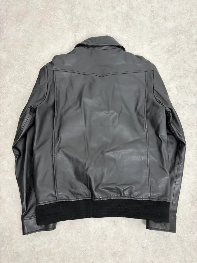 A.P.C. Black Buttoned Leather Minimalist Jacket - Image 6