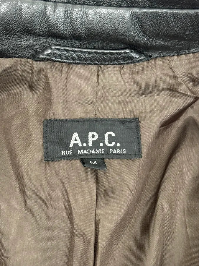 A.P.C. Black Buttoned Leather Minimalist Jacket - Image 9