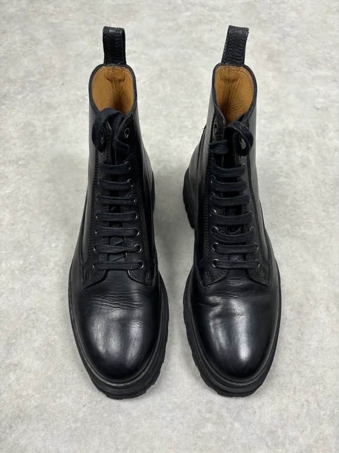 A.P.C. Black Leather Lace-Up Boots Chunky Sole Size 42 - Image 2
