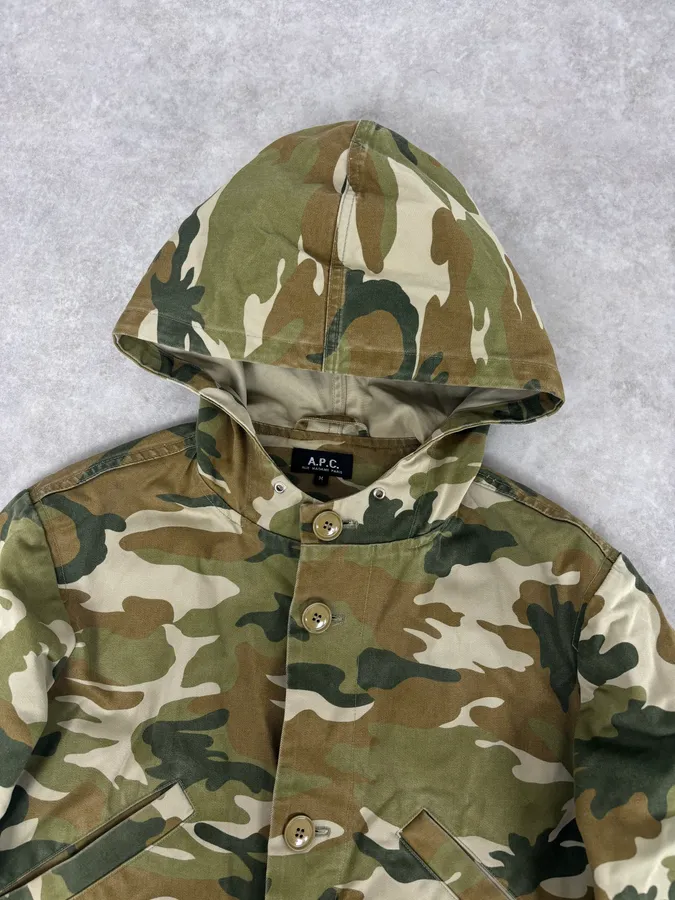 A.P.C. Khaki Camo Hooded Jacket Multi-Pocket Jacket - Image 4