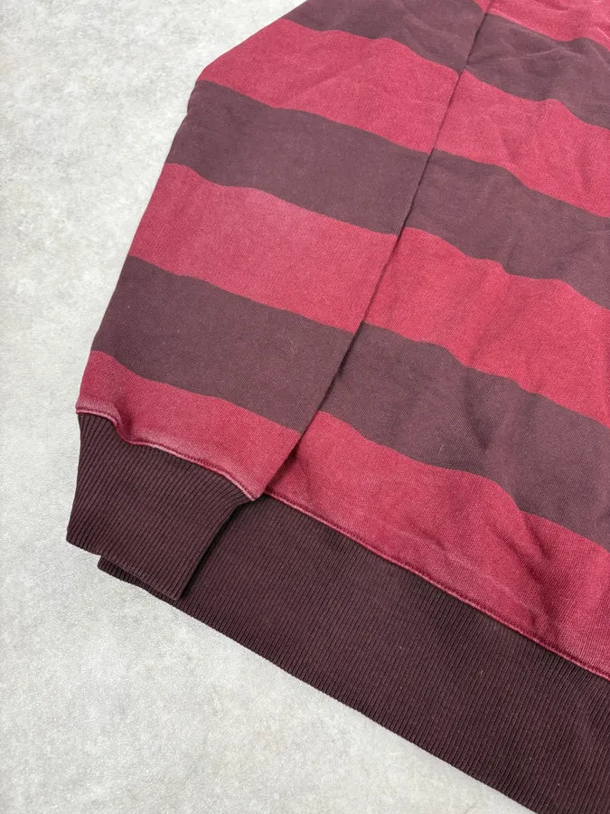 A.P.C. Red & Bordeaux Striped Crewneck Sweater - Image 7