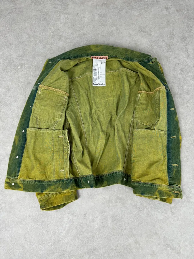 Acne Studios Acid Wash Green & Yellow Denim Jacket - Image 9