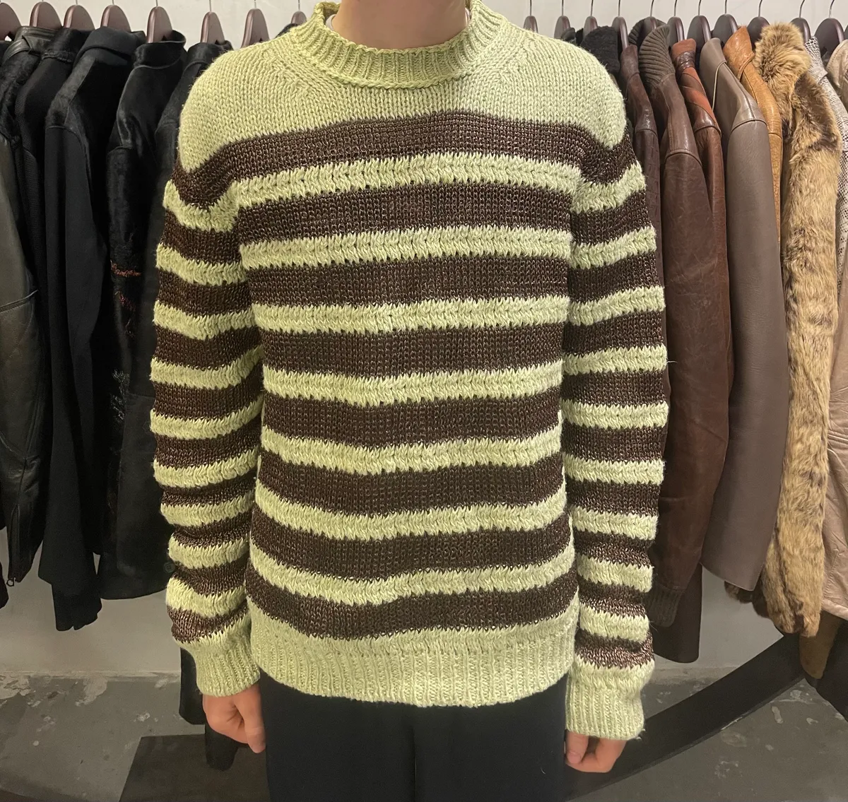 Acne Studios Beige & Brown Striped Sweater - Image 3