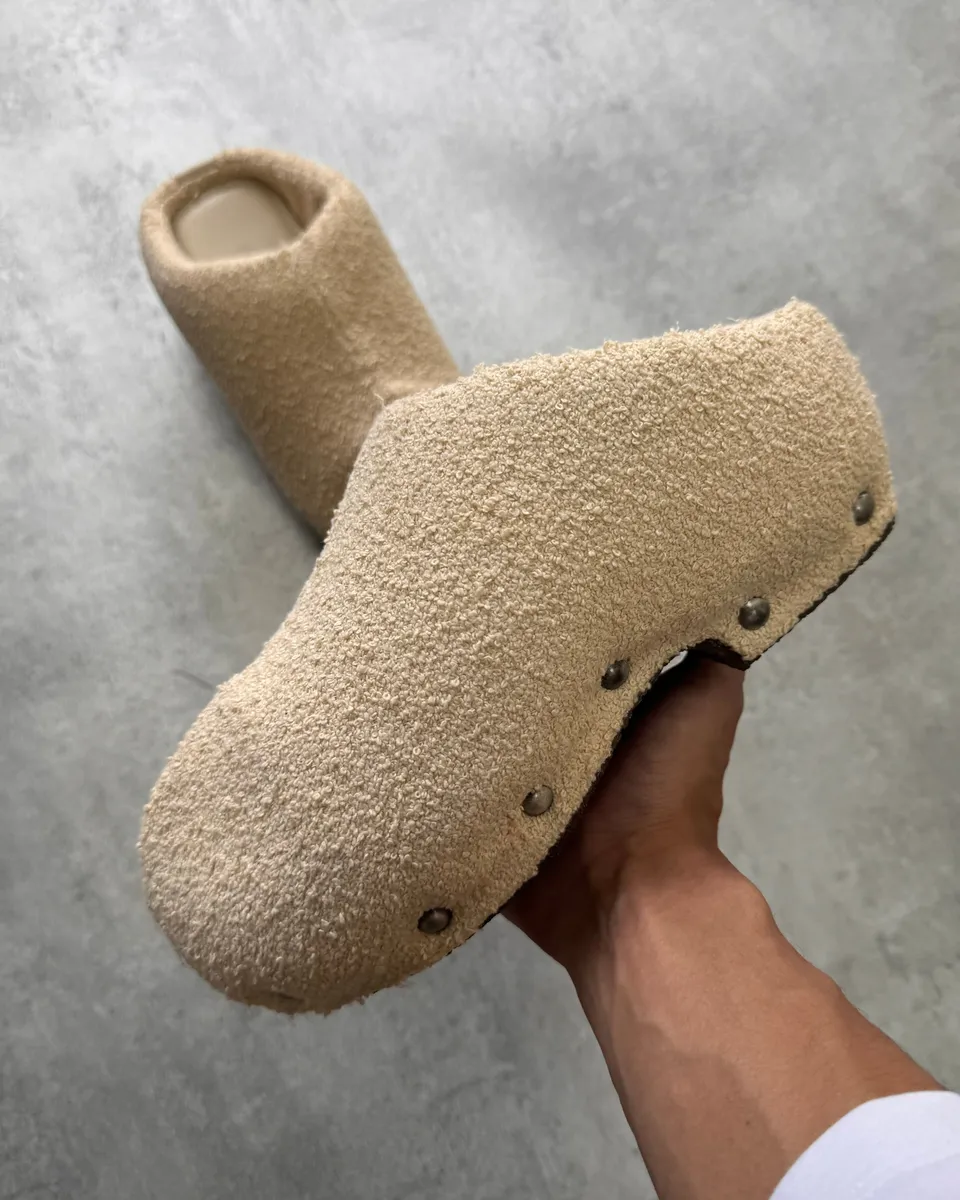 Acne Studios Beige Shearling Clogs