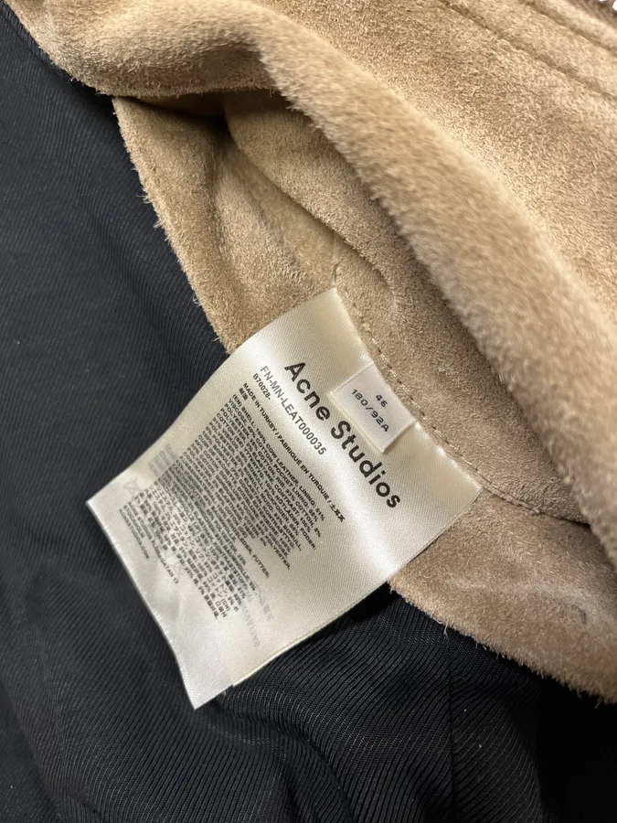 Acne Studios Beige Suede Leather Bomber Jacket - Image 12