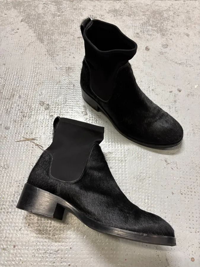 Acne Studios Black Calf Hair Leather Chelsea Boots - Image 5