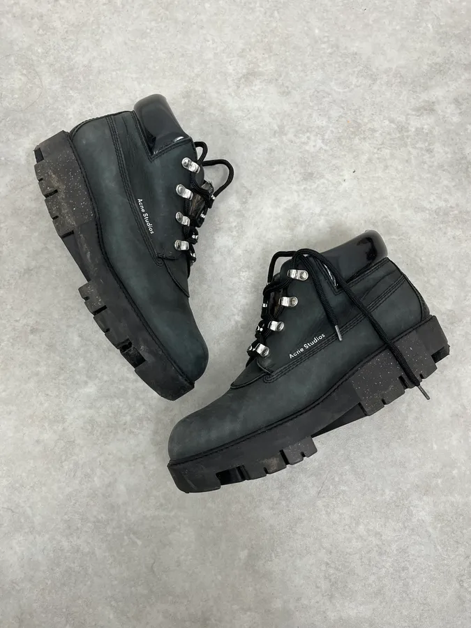 Acne Studios Black Leather Daily Mountain Boots - Image 2