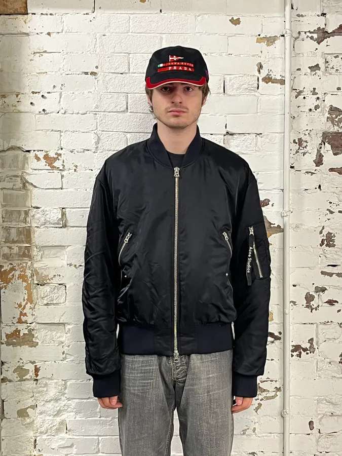 Acne Studios Black Nylon Bomber Jacket - Image 2