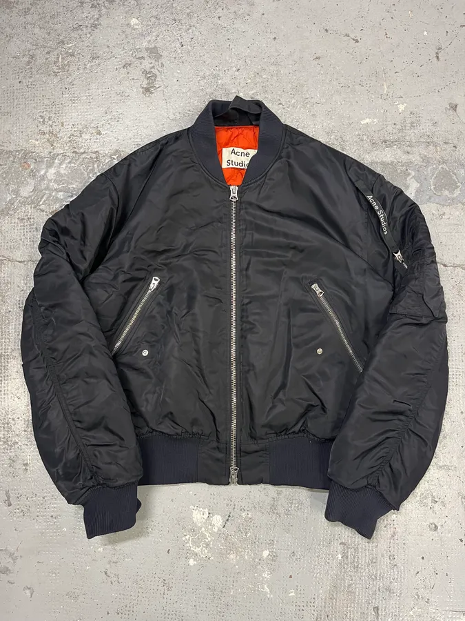 Acne Studios Black Nylon Bomber Jacket - Image 4