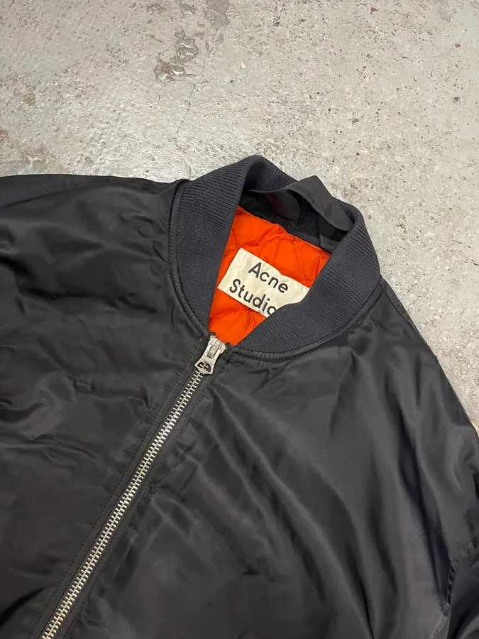 Acne Studios Black Nylon Bomber Jacket - Image 5