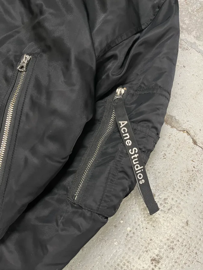 Acne Studios Black Nylon Bomber Jacket - Image 7