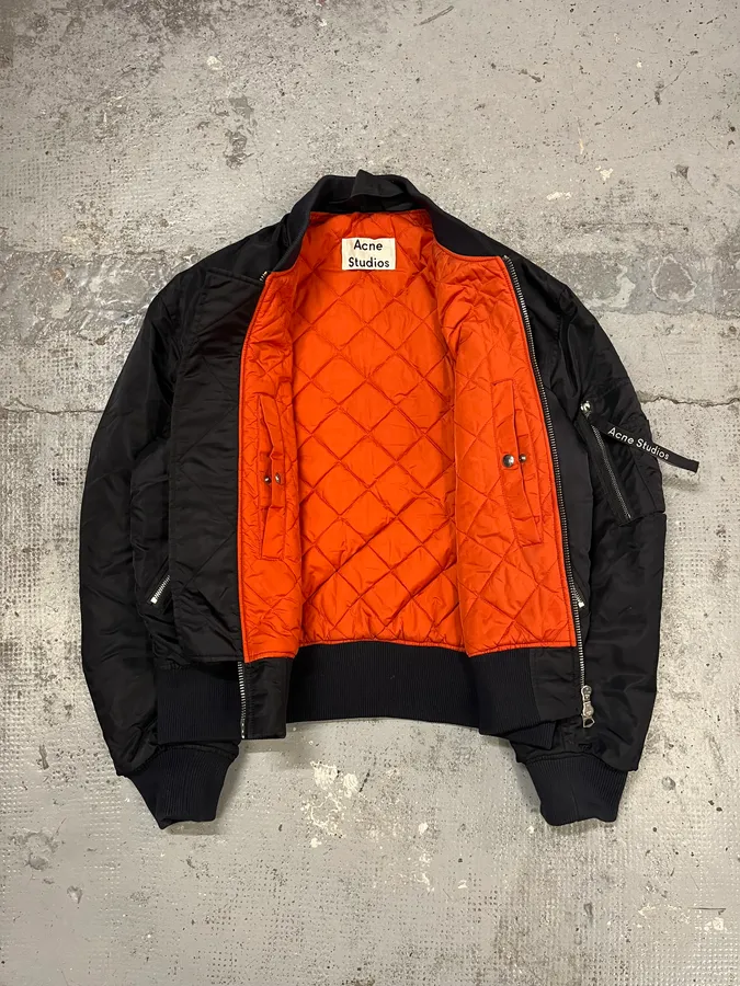 Acne Studios Black Nylon Bomber Jacket - Image 9
