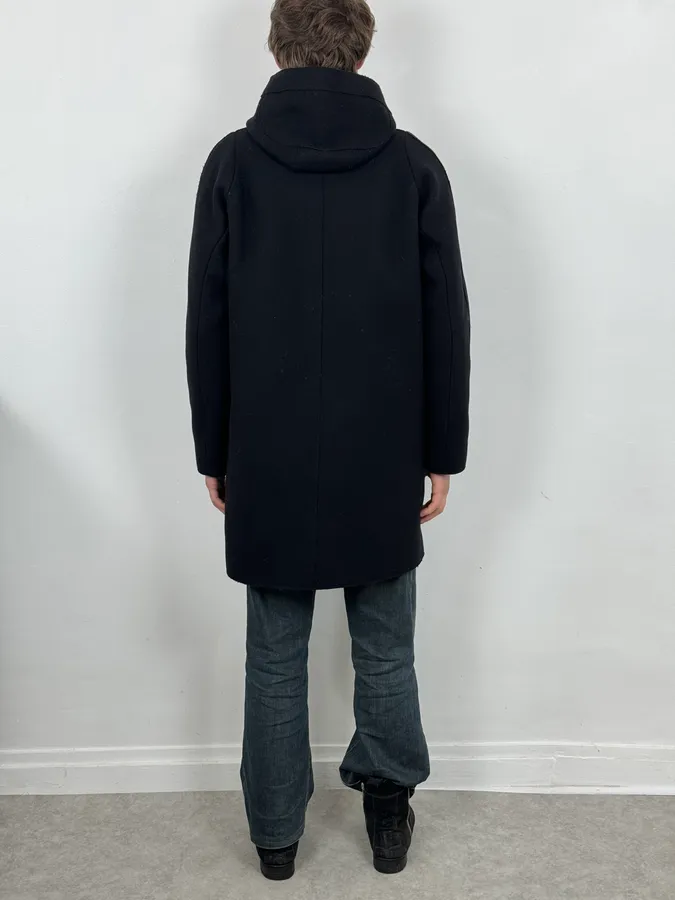 Acne Studios Black Spy Hooded Wool Trench Coat - Image 4