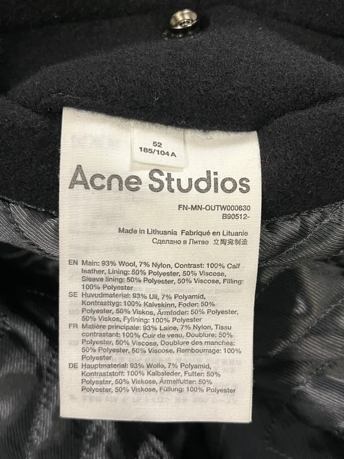 Acne Studios Black Wool & Leather Biker Jacket - Image 10