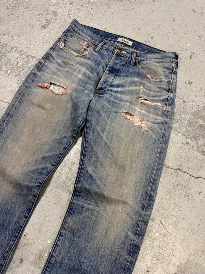 Acne Studios Blue Distressed Denim Jeans - Image 2